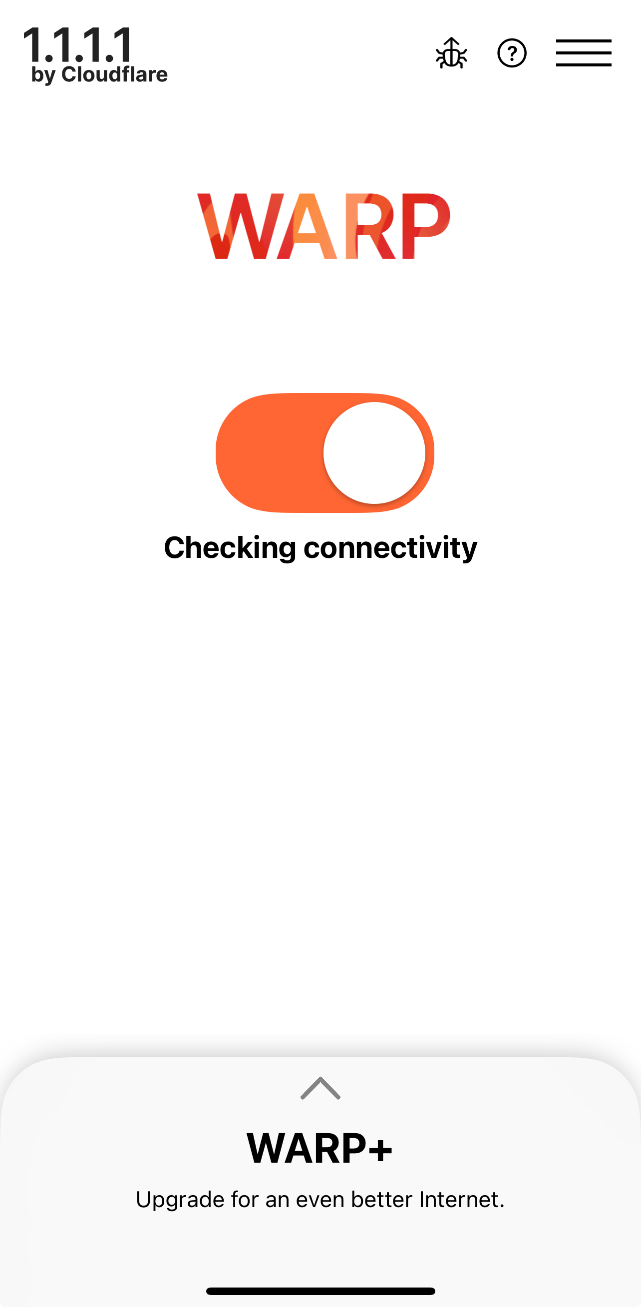 Màn hình chính ứng dụng 1.1.1.1 trạng thái Connected